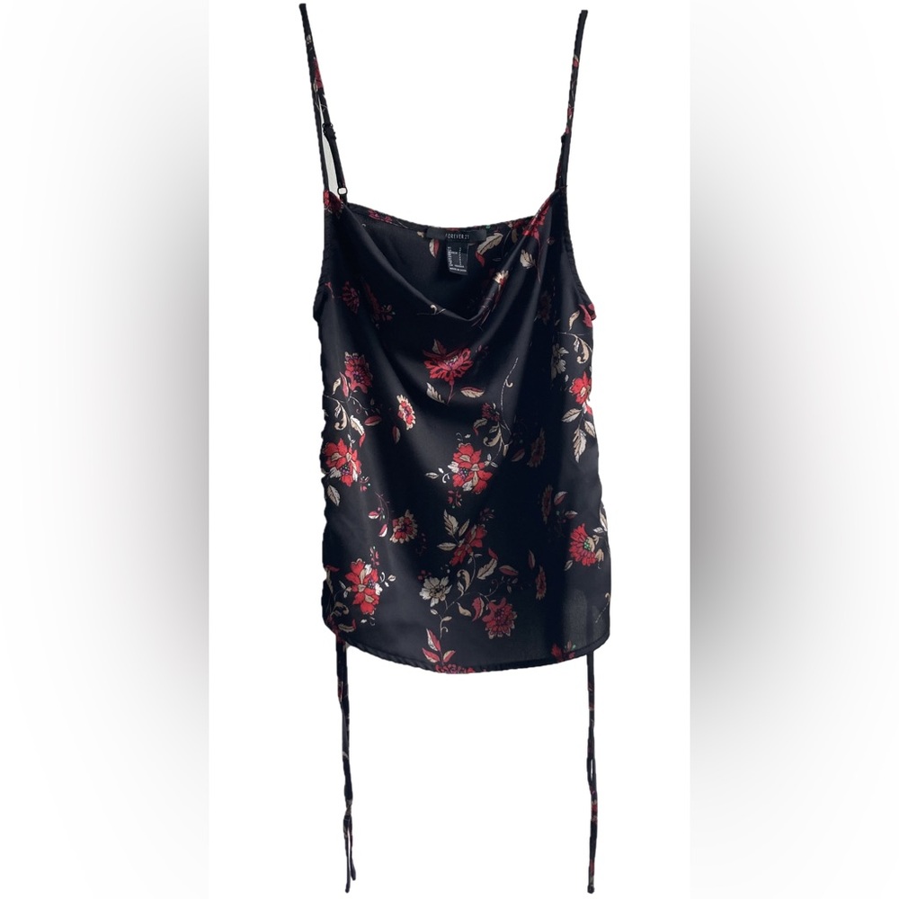 Forever 21 Ruched Floral Top - Black - Women's Small